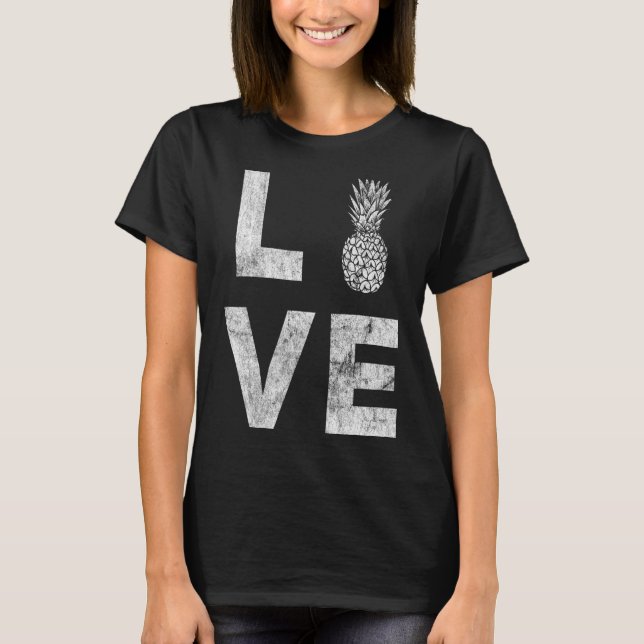 I Kärlek Pineale Fruit Pineapple Aloha Hawaii Sum T Shirt (Framsida)