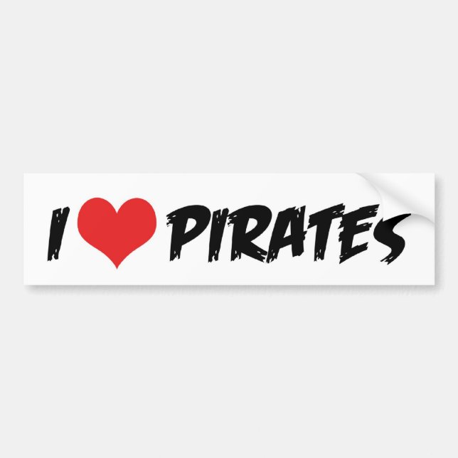 I Kärlek Pirater Bumper Sticker Bildekal (Framsidan)