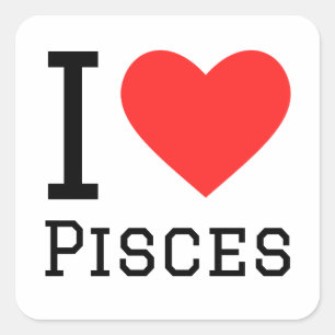I kärlek pisces fyrkantigt klistermärke