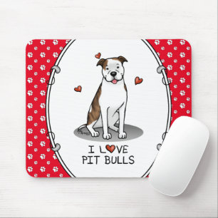 I Kärlek Pit Bulls (lt brindle white 3) Hearts Cut Musmatta