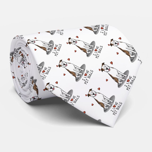 I Kärlek Pit Bulls (lt brindle white 3) Slips (Rullad)
