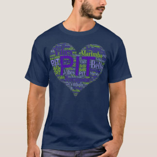 I Kärlek PIT Marching Band Percussion Heart Ord T Shirt