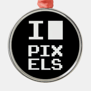 I Kärlek Pixlar, Geek-design, pixelgrafik Julgransprydnad Metall