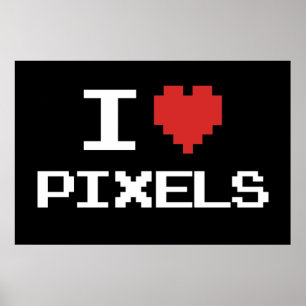 I kärlek-pixlar pixlar med 8-bitars spelargrafik poster
