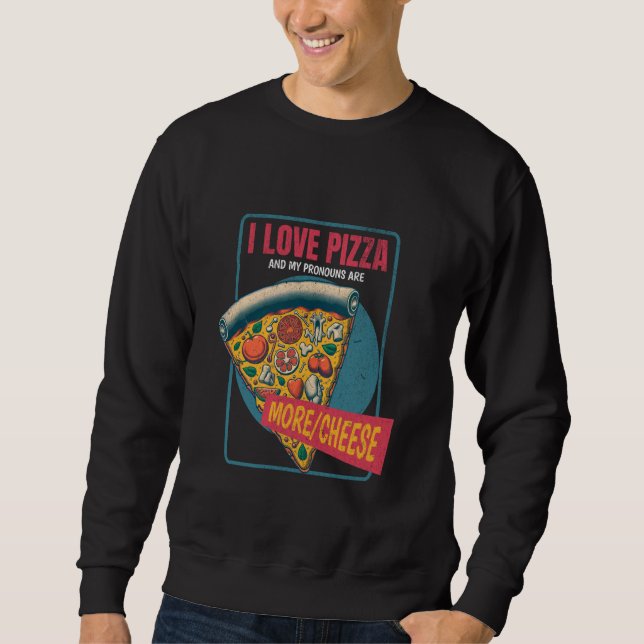 I Kärlek Pizza är mina pronouns merCheese Funny Pi Lång Ärmad Tröja (Framsida)