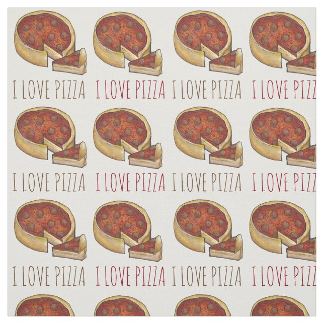 I Kärlek Pizza Chicago Deep Dish Pepperoni Cheese Tyg (Provkarta)