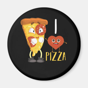 I Kärlek Pizza Cute Pizza Slice Magnet