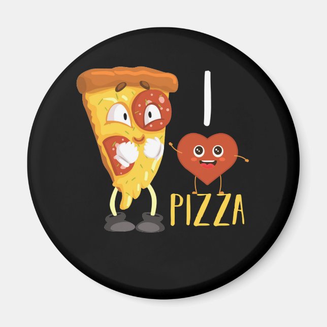 I Kärlek Pizza Cute Pizza Slice Magnet (Framsidan)