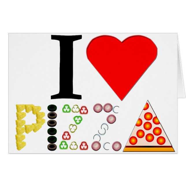 I Kärlek Pizza Hälsningskort (Framsidan Horizontal)