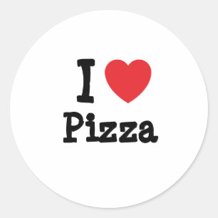 I kärlek Pizza hjärta T-Shirt Runt Klistermärke