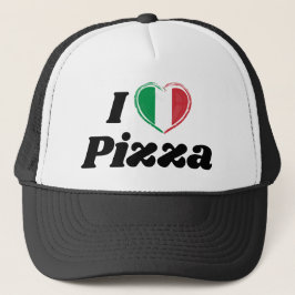 I Kärlek Pizza Italy Heart Flagga Truckerkeps