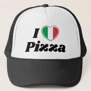 I Kärlek Pizza Italy Heart Flagga Truckerkeps