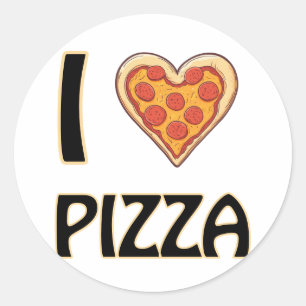 I kärlek Pizza - Lustigt Food Älskare Gift Runt Klistermärke