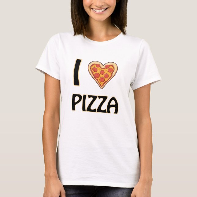 I kärlek Pizza - Lustigt Food Älskare Gift T Shirt (Framsida)