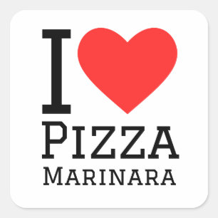 I kärlek pizza marinara fyrkantigt klistermärke