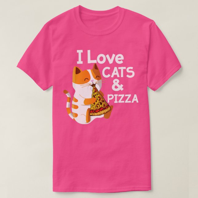 I Kärlek Pizza och katter... T Shirt (Design framsida)