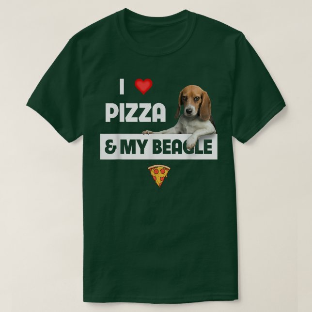 I Kärlek Pizza och min Beagle Hundägare Pepperoni  T Shirt (Design framsida)