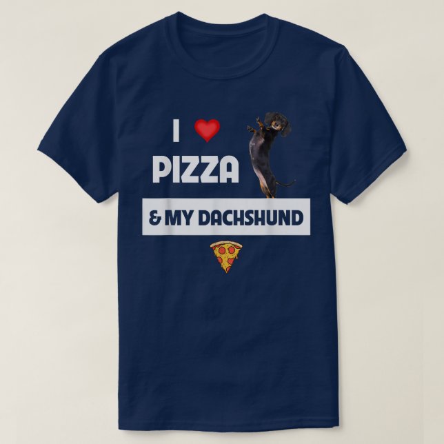 I Kärlek Pizza och min Dachshund Hundägare Peppero T Shirt (Design framsida)
