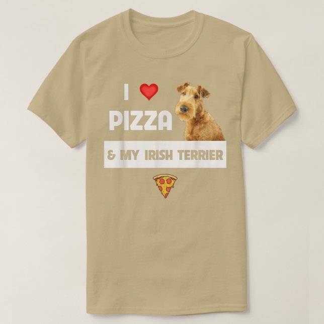 I Kärlek Pizza och min irländska terrier Hund Pepp T Shirt (Design framsida)