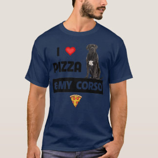 I Kärlek Pizza och min Käpp Corso Hund Pepperoni F T Shirt