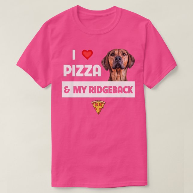 I Kärlek Pizza och min rodesiska Hund Pepper T Shirt (Design framsida)