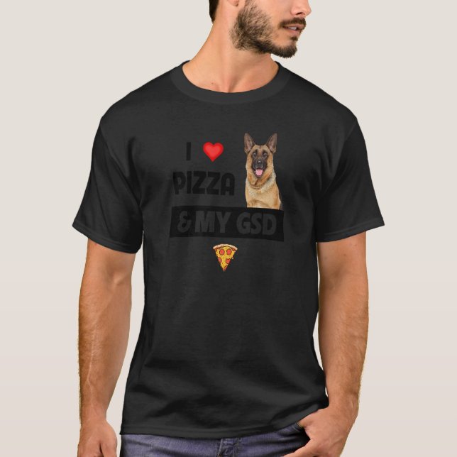 I Kärlek Pizza och min tyska shepherd Hund pepper T Shirt (Framsida)