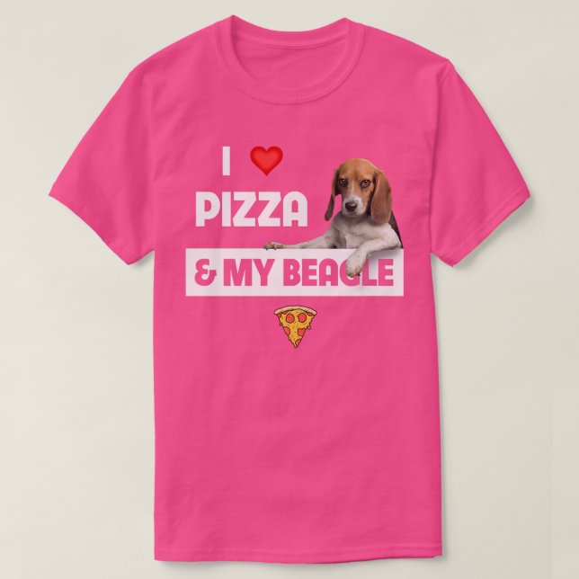 I Kärlek Pizza och My Beagle Hundägare Pepperoni F T Shirt (Design framsida)
