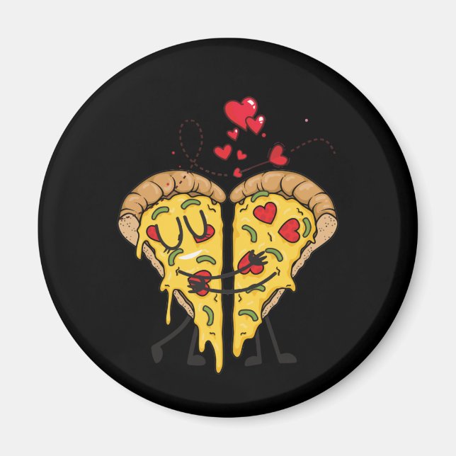 I Kärlek Pizza Roligt Fast Food Magnet (Framsidan)