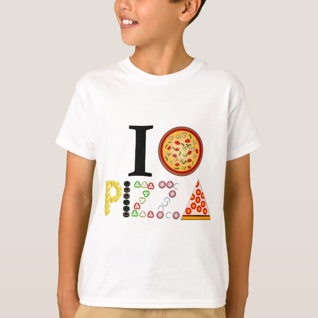 I Kärlek Pizza T Shirt (Framsida)