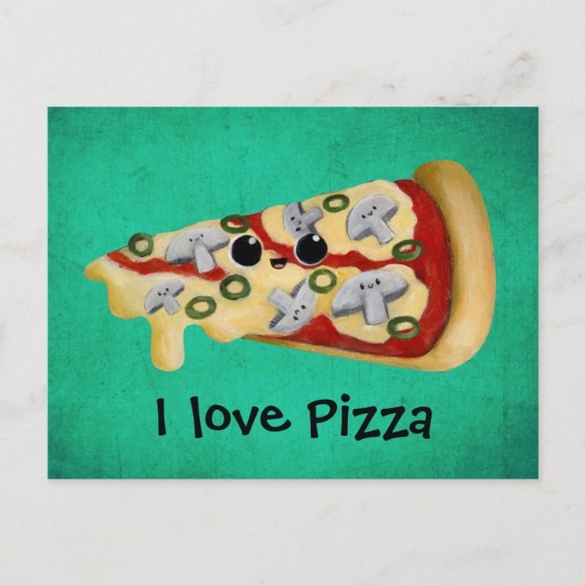 I kärlek Pizza Vykort (Framsida)