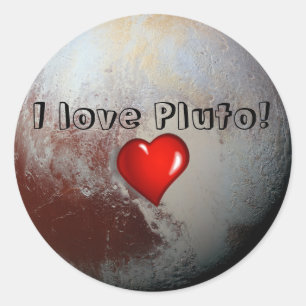 I kärlek Pluto Red hjärta Runt Klistermärke