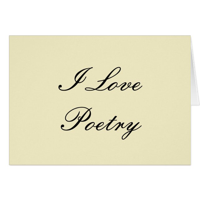 I Kärlek Poetry Blank Card (Cream & Black) Hälsningskort (Framsidan Horizontal)