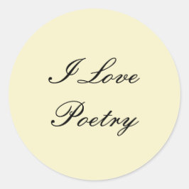 I Kärlek Poetry Round Stickers (Cream & Black) Runt Klistermärke