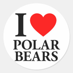 I Kärlek Polar Bears Runt Klistermärke