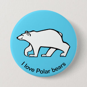 I kärlek Polar BEARS - Vilda djur - isblått Knapp