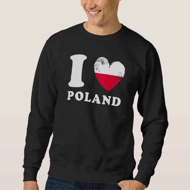 I Kärlek Polen Heart Flagga Polen Lång Ärmad Tröja (Framsida)