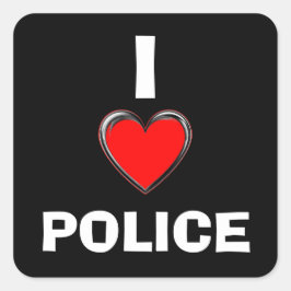 I KÄRLEK POLICE "HEART ART" FYRKANTIGT KLISTERMÄRKE