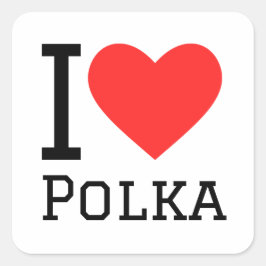 I kärlek polka fyrkantigt klistermärke