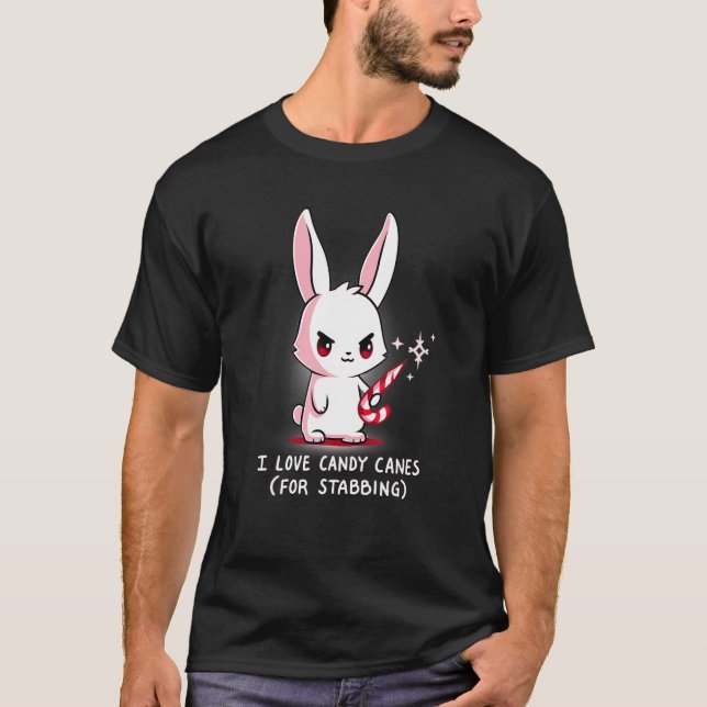 I Kärlek Polkagrisar för knivhuggande Naughty Bunn T Shirt (Framsida)
