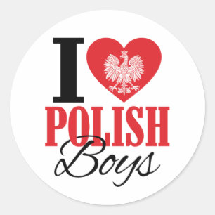 I Kärlek polska Boys Runt Klistermärke