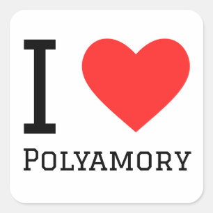 I kärlek polyamory fyrkantigt klistermärke