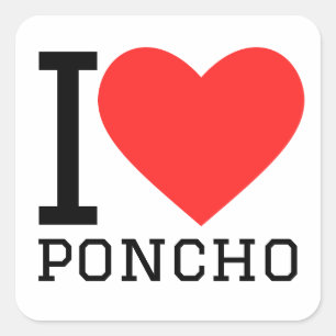 I kärlek poncho fyrkantigt klistermärke