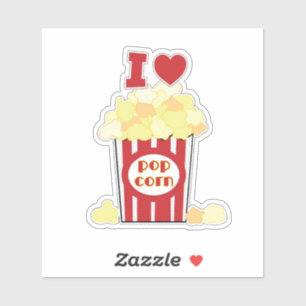 I Kärlek Popcorn Sticker Klistermärken