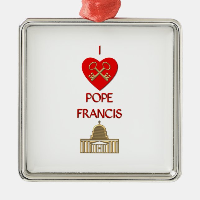 I Kärlek Pope Francis Julgransprydnad Metall (Framsidan)