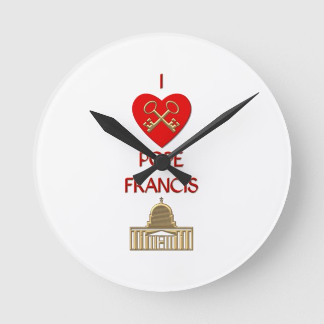 I Kärlek Pope Francis Rund Klocka (Framsida)