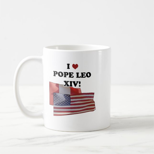 I Kärlek Pope Leo XIV Version II Kaffemugg (Vänster)