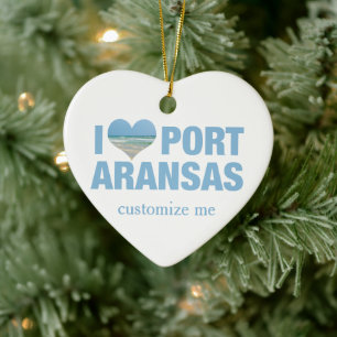 I Kärlek Port Aransas Julgransprydnad Keramik