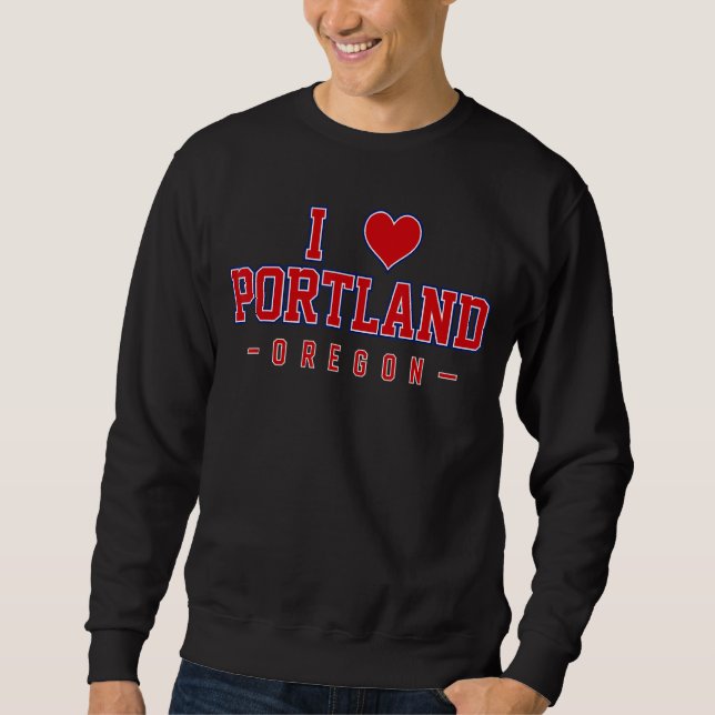 I Kärlek Portland Oregon Lång Ärmad Tröja (Framsida)