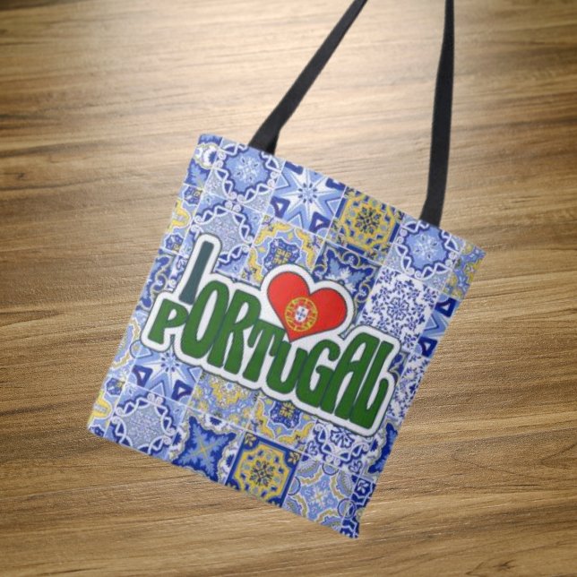 I Kärlek Portugal Blue Tiles Shopping bag Tygkasse (Skapare uppladdad)