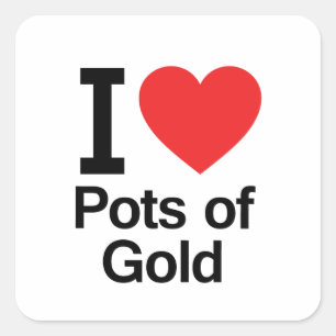 I Kärlek Pots of Guld Fyrkantigt Klistermärke